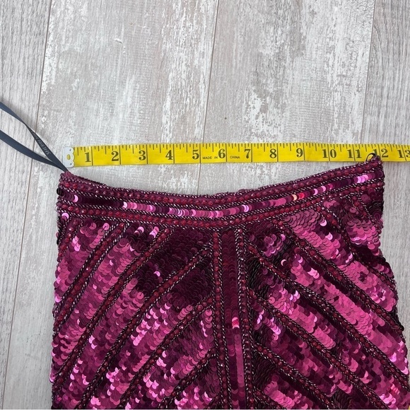 SHERRI HILL 51934 Burgundy Sequin Two Piece Formal Gown Size 2 - Picture 12 of 13